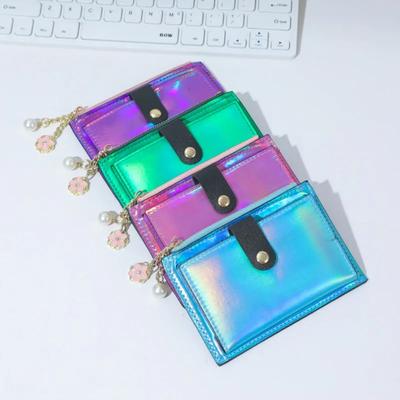 Women Fashion Short Wallet Purse Laser Colorful PU Leather Zero Purse Wallet Credit Card Holder Bags Multi-card Case