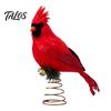 Reusable Artificial Feather Birds 12 Inch Red Bird Christmas Tree Topper, Feathered Ornament for Holiday with Metal Spring Base, Winter Wedding