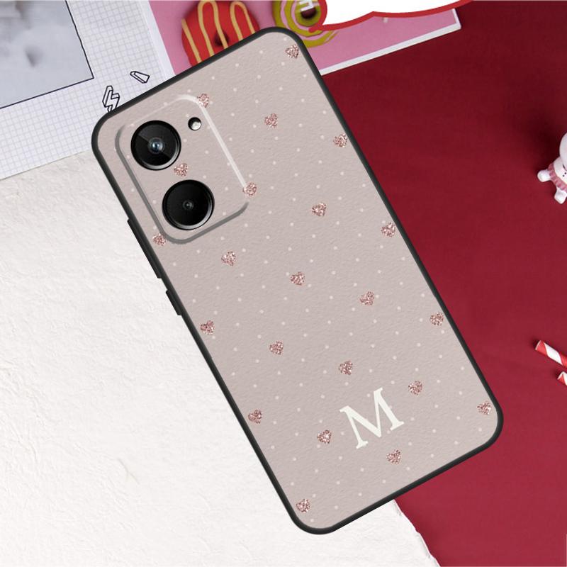 

Custom Polka Dots Rose Gold Monogram Case For Realme 10 8 9 Pro Plus GT Neo 5 2T 3T Master C11 C25 C30 C31 C35 C21Y C25Y Cover Realme GT Master 5G