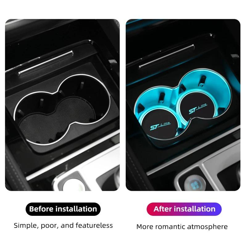 Suitable for Ford ST STLine Vignale Taurus Kuga Induction Colorful Atmosphere Light Car Luminous Water Coaster Non-slip Mat WA5