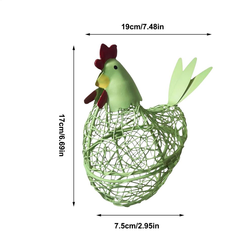 Wire Egg Basket Countertop Metal Storage Holder Hen Shape Farmhouse Decor Kitchen Fruit Vegetable Snack Organizer Collector