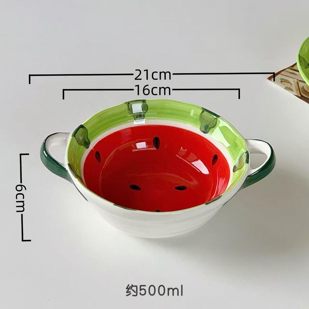 Watermelon Ceramic Relief Fruit Shaped Plate Cake Inventory Heart Plate Breakfast Cup Large Capacity Cup Rice Bowl