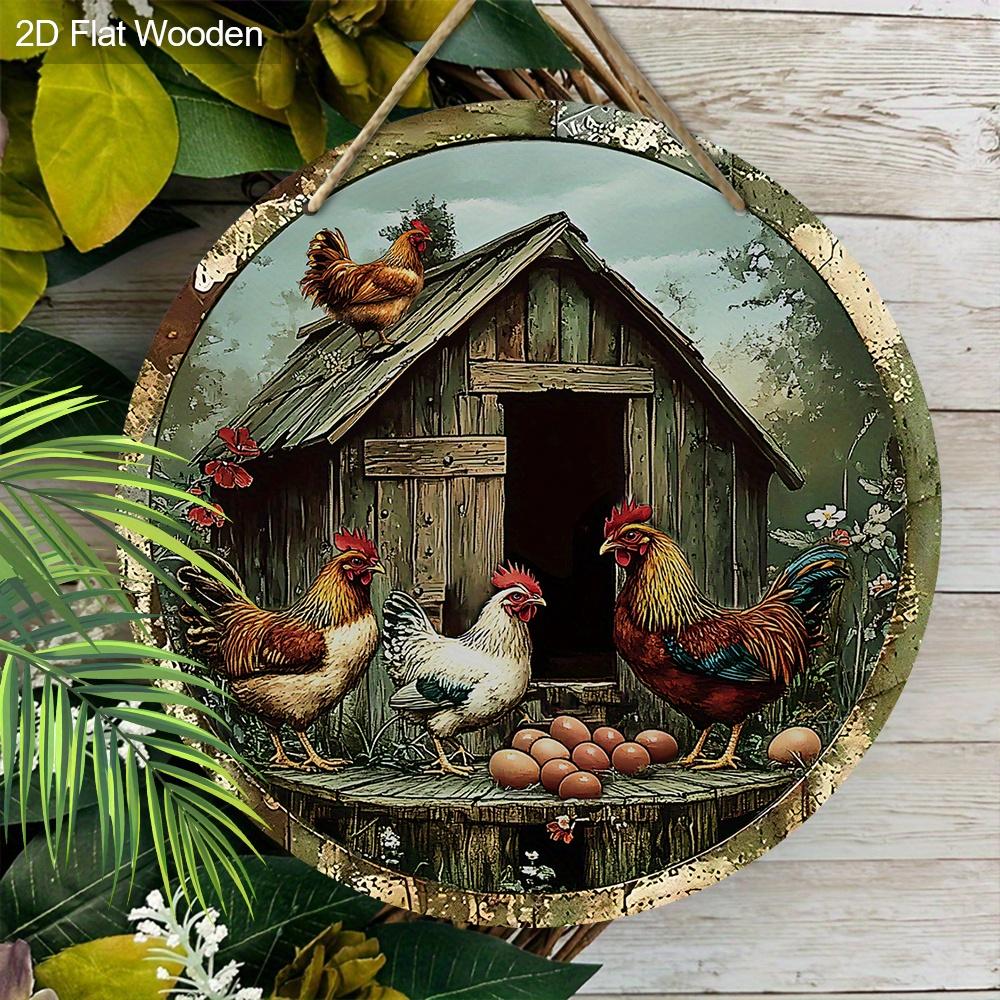 Vintage Henhouse Wooden Sign - Rustic Decorative Plaque for Home, Garage, Cafe Decor - Rustic Animal-themed Ornament KTY