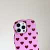 2 In 1 TPU+PC Glossy Cute Heart Hard Phone Case for iPhone 13 14 15 16 Pro Max Wave Edges Comfortable Touch Slim Girly Cover
