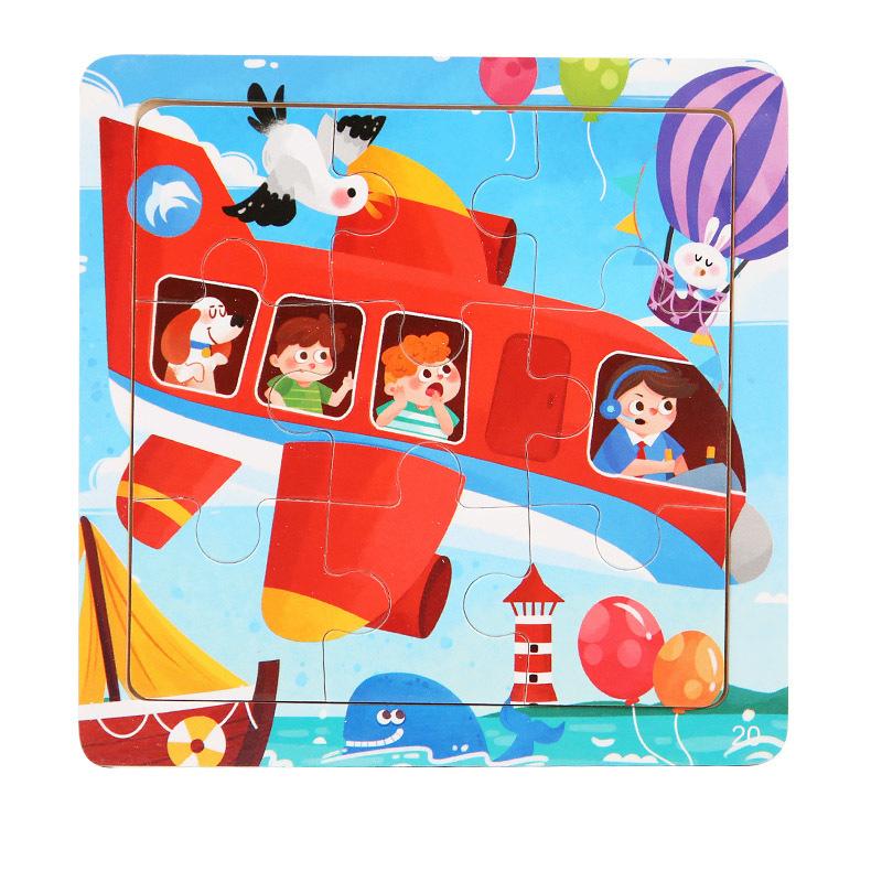 11x11cm New Wooden 3d Puzzle Cartoon Animal Dinosaur Early Learning Educational Montessori Wooden Puzzle Toys for Kids