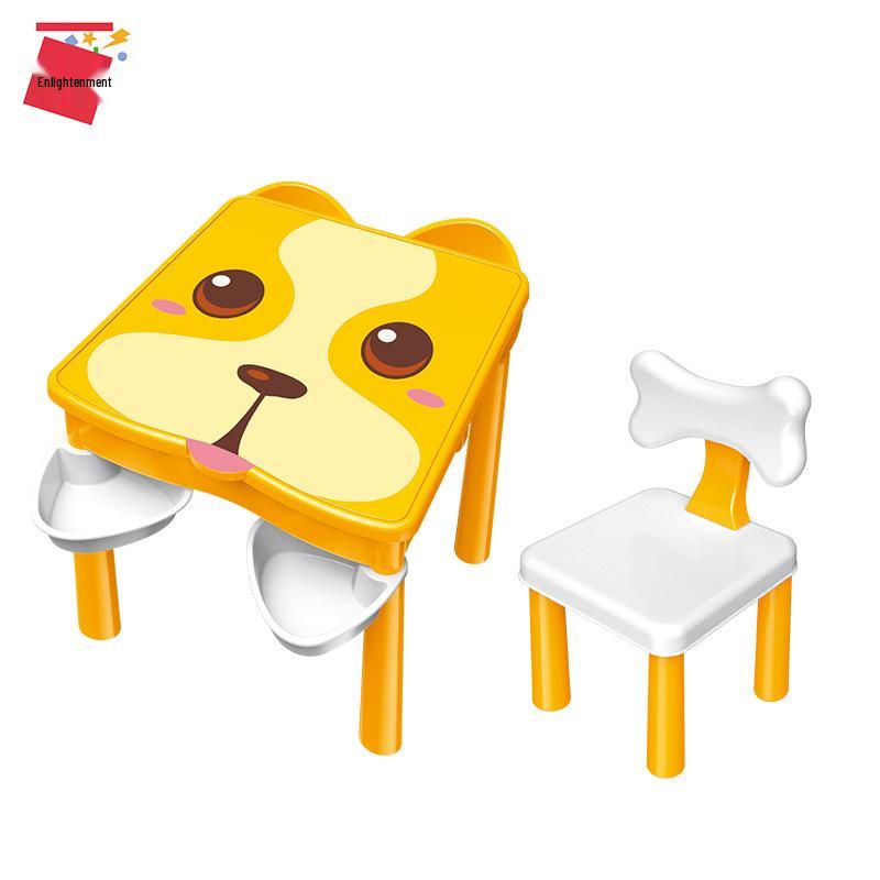 Enlightenment 5504 Multi-Functional Cute Dog Building Block Table for Kids - Large Particles Educational Toy