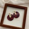 Retro Resin Stud Earrings, Tortoiseshell Pattern Three-Dimensional Autumn And Winter, Unique Simplicity And Advanced Sense