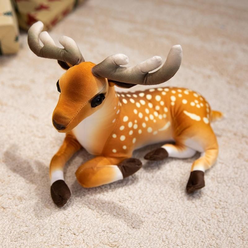 Reindeer Figurine Plush Toy With Short Plush Material For Seasonal Decorations