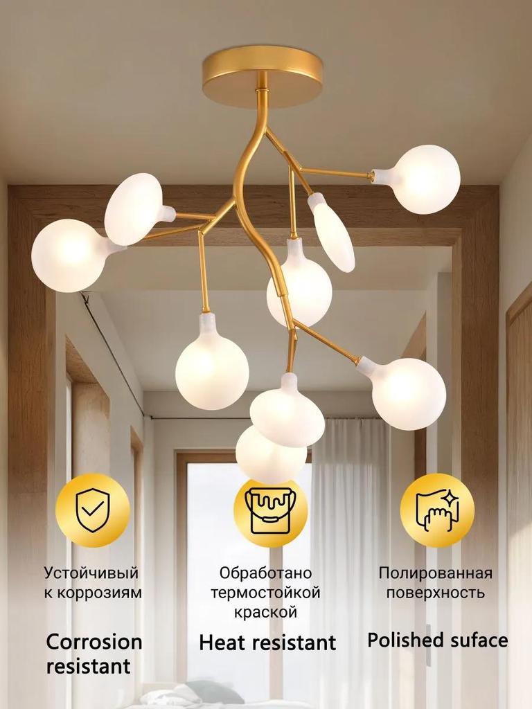 Nordic G4 Led Chandelier Lighting Modern Branch Pendant Light Living Room Gold Art Decor Indoor Lighting(bulb NOT Included)