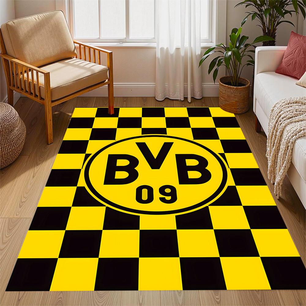 Χαλάκια Αντιολισθητικά με Θέμα Splatter Art - Λογότυπο Bvb 09 - Διακόσμηση Σπιτιού από Πολυεστέρα, Κατάλληλα για Υπνοδωμάτια, Σαλόνια, Εισόδους, Στούντιο και Διακοσμήσεις