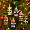 6Pcs New Mini Christmas Wooden Carousel Gifts DIY Crafts Xmas Carousel Hanging Christmas Handmade Carousel New Year Decor