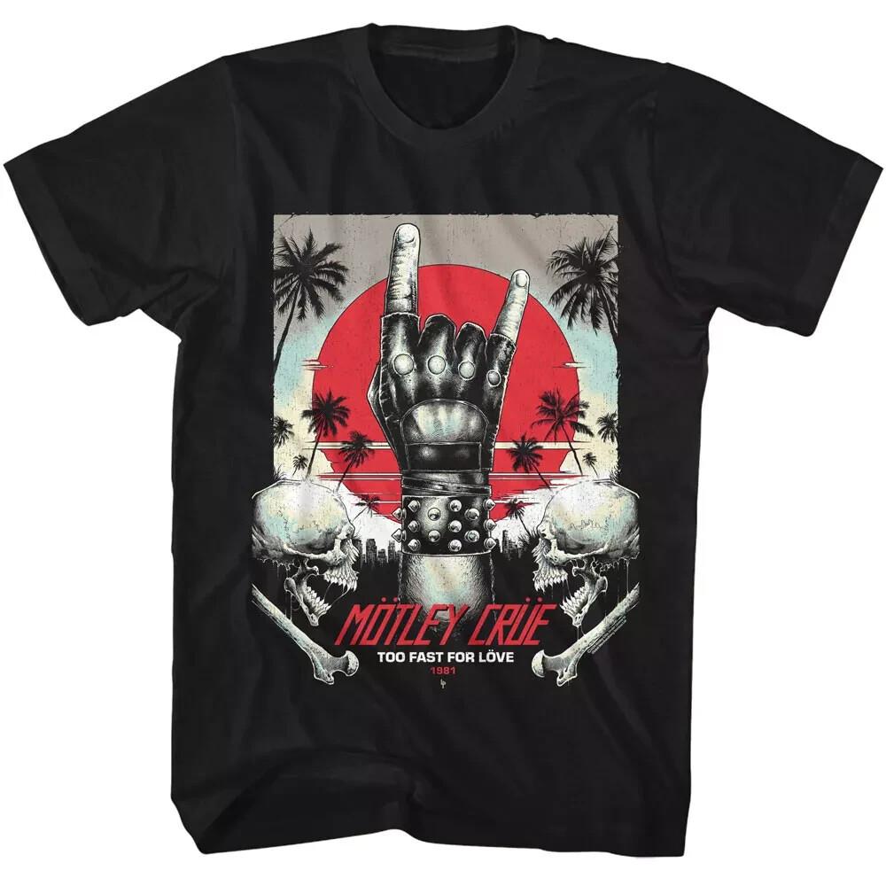 Motley Crue To Fast For Love 1981 Lederhandschuh T-Shirt Metal Musik HH03859