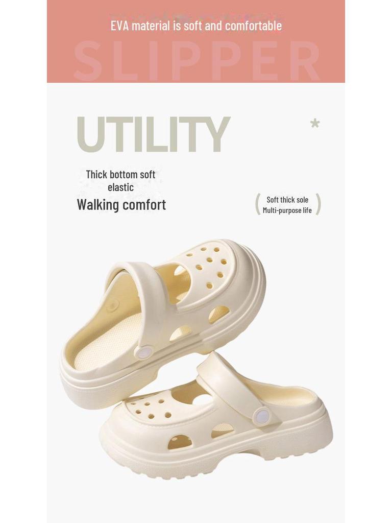 Damen-EVA-Mary-Jane-Schuhe, verbesserte Ausführung: Dicksohlige, höhenerhöhende, rutschfeste Zehensandalen für den Strand