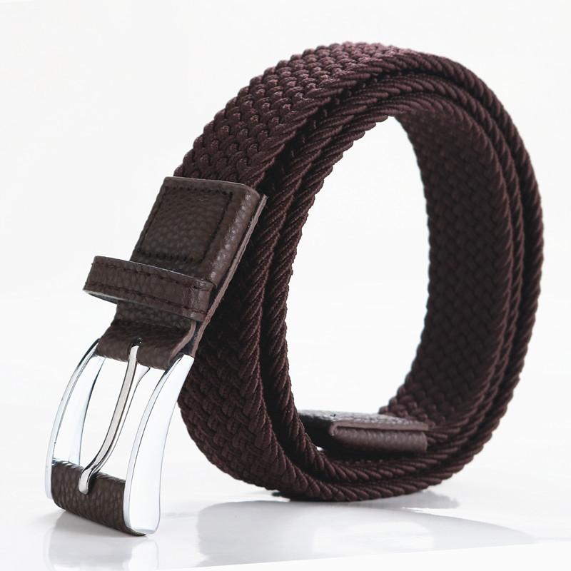 Men'S Braided Belt Elastic Elastic Canvas Belt Unisex No Punch Women'S Belt