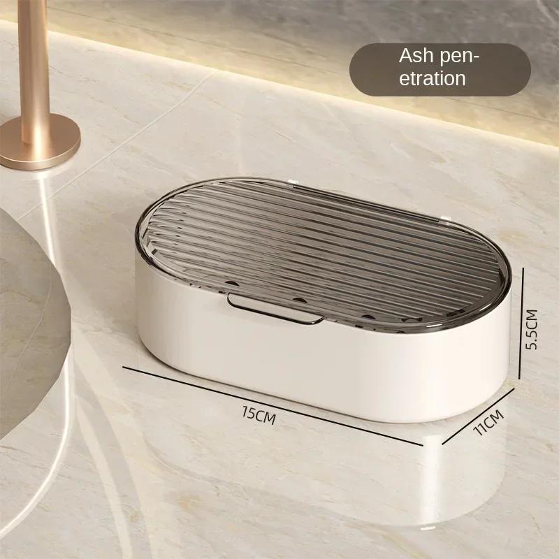 2025 Hot Double-layer Soap Box Household Bathroom Non-punching Hollow Drain Soap Box with Cover Dust Soap Box Holder