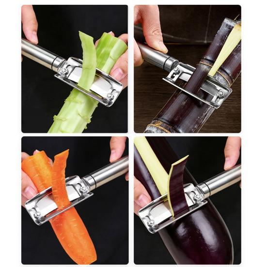 Fruit Vegetable Peeler, Stainless Steel Heavy Duty Adjustable Peeler, Multifunctional Kitchen Tool for Sugarcane Pumpkin Potato Lettuce