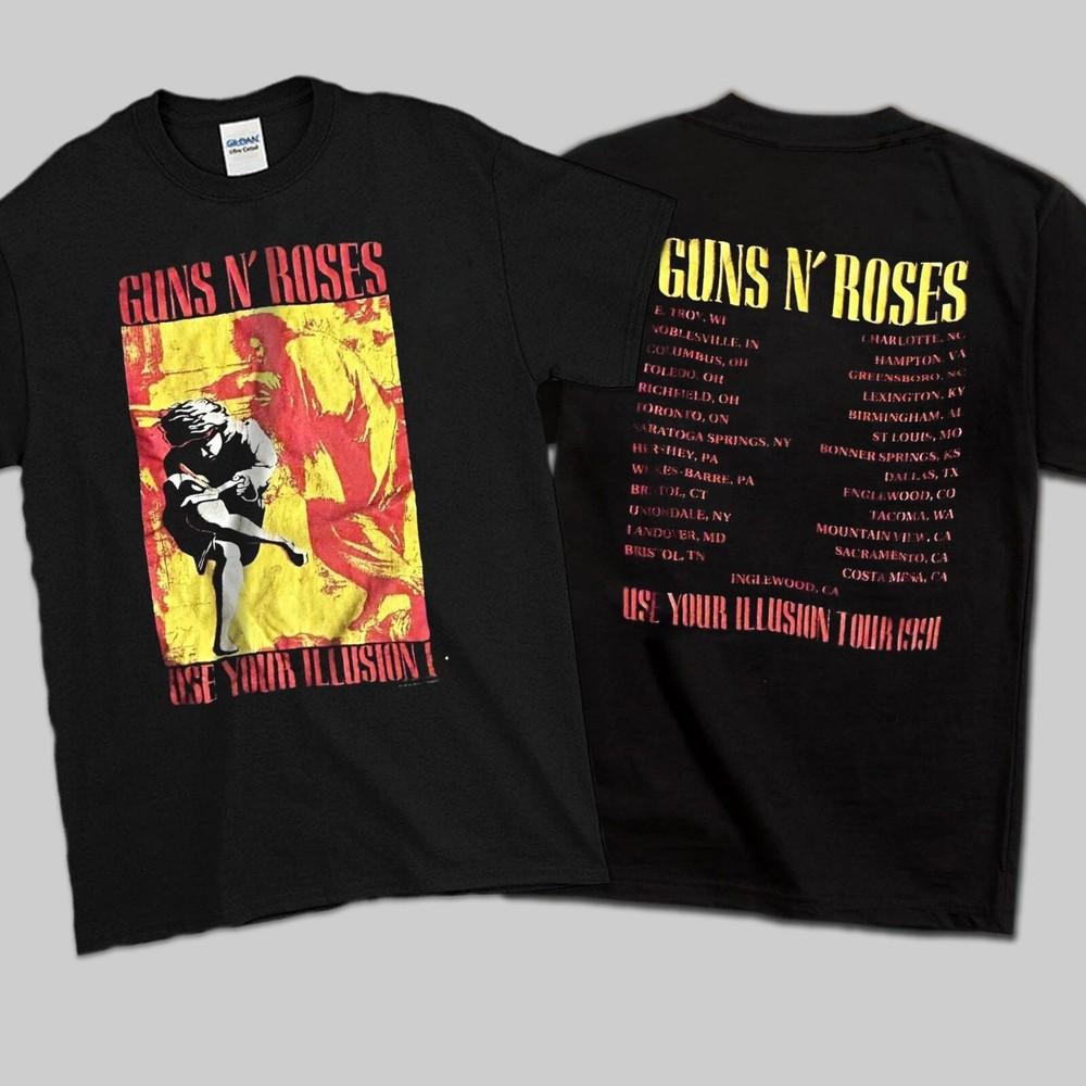 

1991 Винтажная футболка Guns N Roses Use Your Illusion I S-2XL Двусторонняя Унисекс Футболка XXL