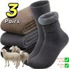 3 Pairs of Thick Winter Velvet Snow Socks for Men, Soft Plush Warm Boot Socks, A Gift for Husbands, Fathers, or Boyfriends
