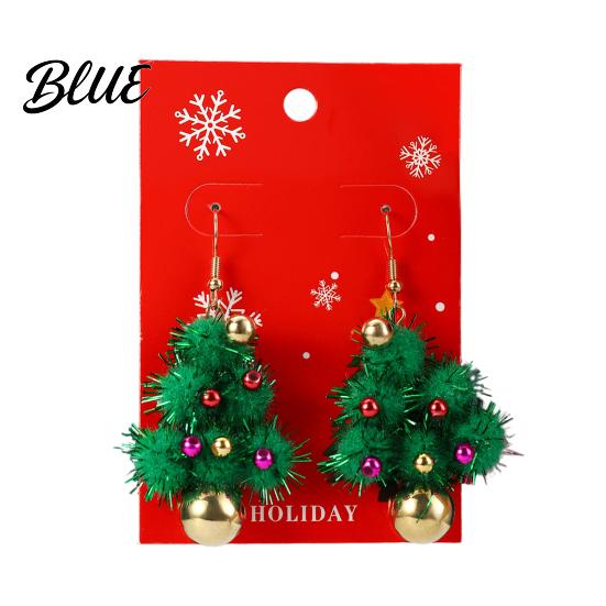 Hanging Earrings 1 Pair Women Christmas Tree Elk Santa Bell