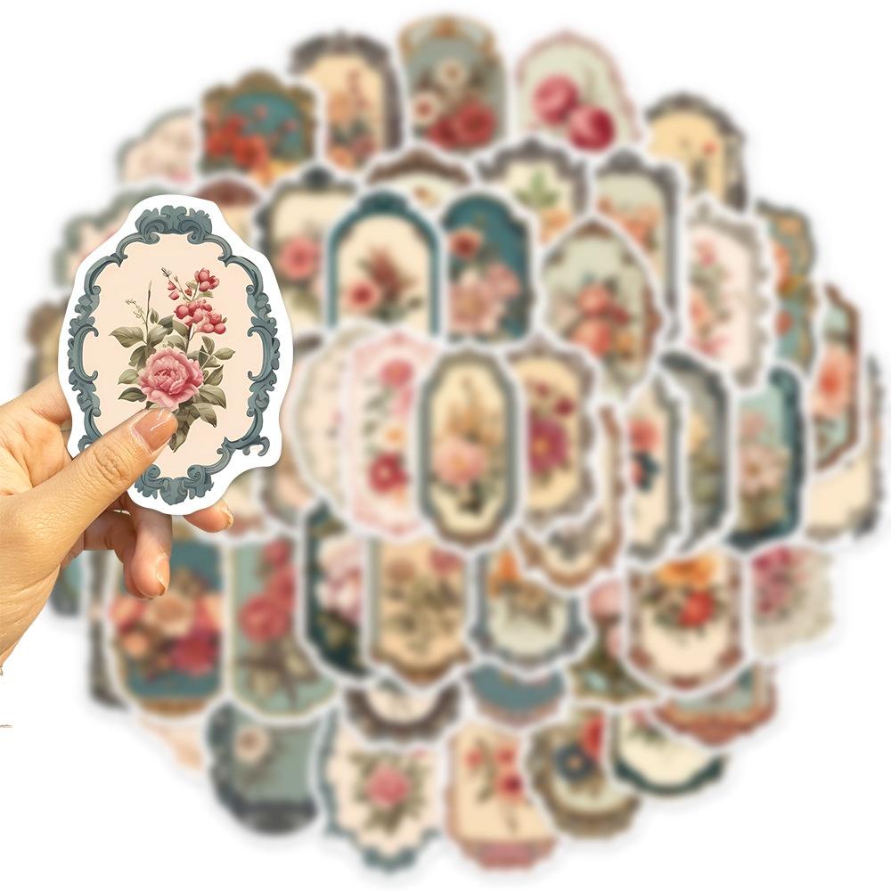 Personalized Flower Vintage Mirror Decals 50 Waterproof Stickers For Diy On Guitars Notebooks And Suitcases Cute Adhesive And