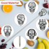 Patelai 5 Pieces Cocktail Picks Skull Stainless Steel Fruit Sticks Reble Toothpicks for Cocktail Halloween