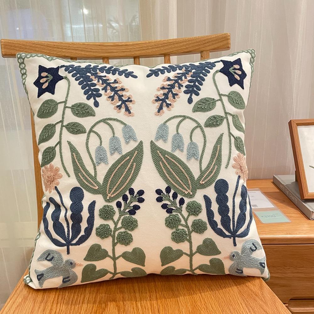 Skin-friendly Throw Pillow Cover Square Sofa Pillowcase Floral Swallow Cushion Cover  Office