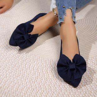 

Bow Pointed Flats for Women New Shallow Mouth Loafers Versatile Anti Slip Lightweight Comfortable Soft Sole Mary Jane Shoes 43 королівський синій колір