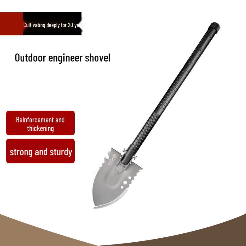 Multi-functional Folding Camping Shovel with Detachable Flashlight