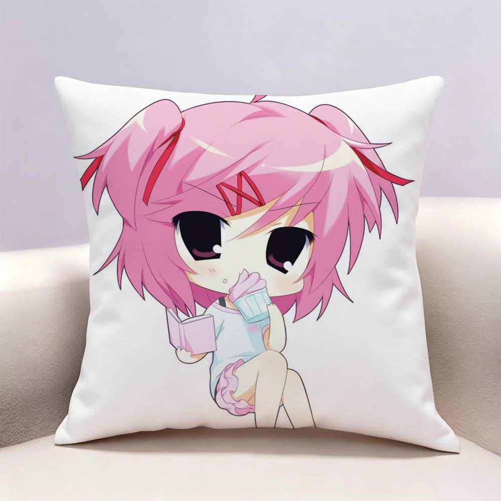 DDLC Natsuki Doublesided print Pillow Case Pattern Printed Pillowcase For Living Room Sofa Cushion Cover