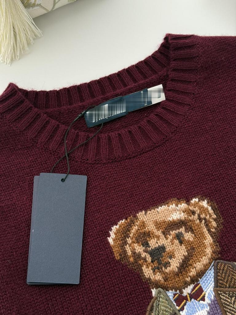 Unisex Wool Embroidered Bear Cartoon Knit Sweater