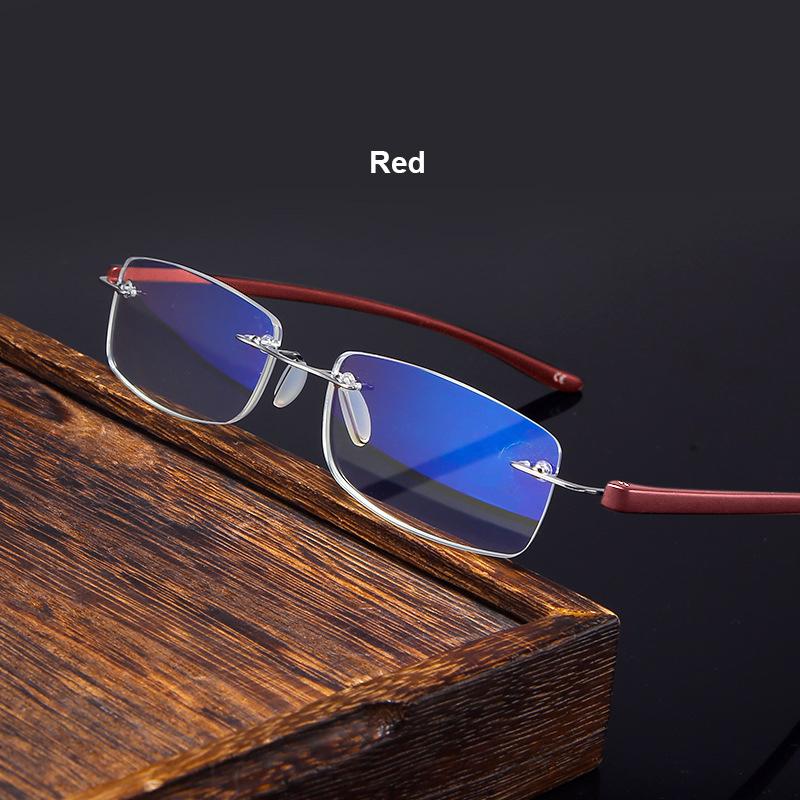 Men Blue Light Blocking Reading Glasses Women Dimond Cutting Rimless Eyeglasses Frame Anti Fatigue Hyperopia Presbyopic Eyewear