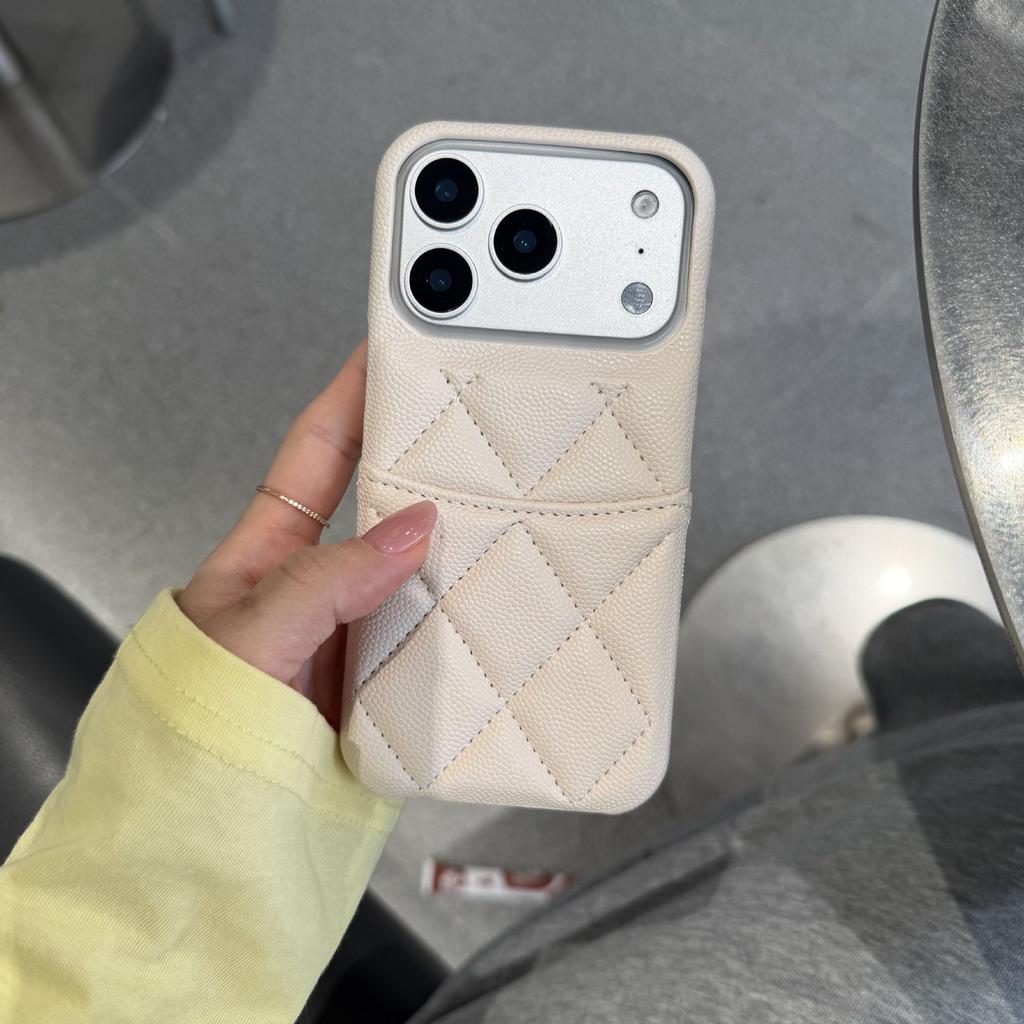 Xiaoxiangfeng rhombus card leather pattern is suitable for Apple 17Promax mobile phone case iPhone16 solid color 15/14/13