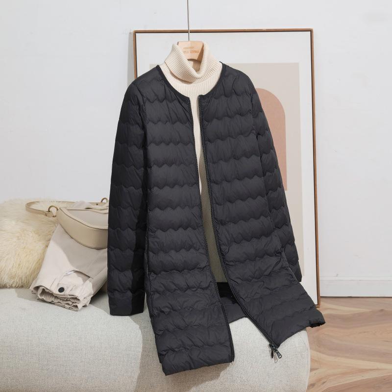 Korean Style Lightweight Collarless Down Jacket for Women