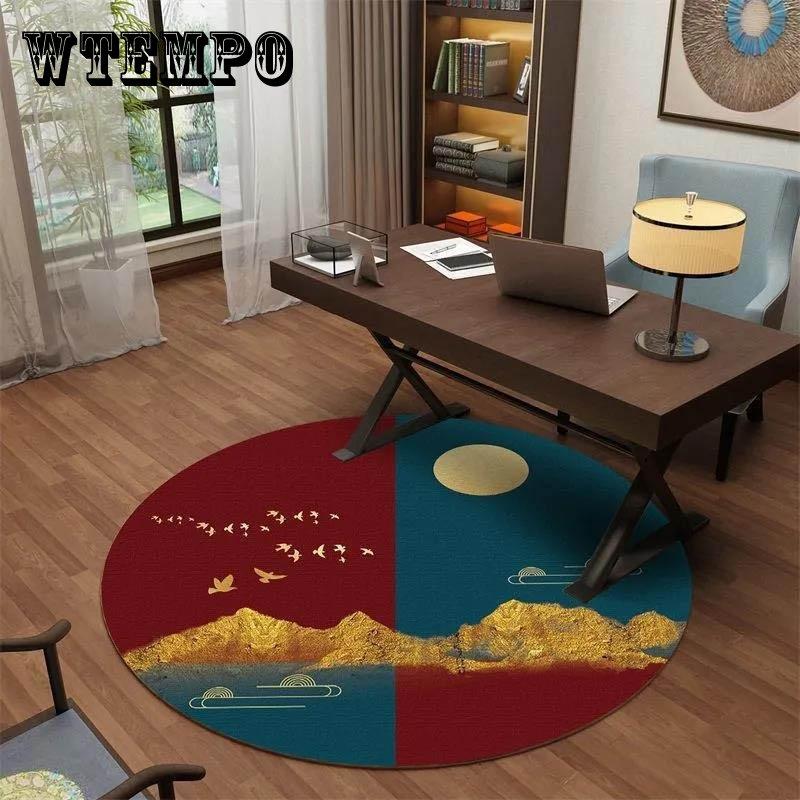 

Круглый ковер красный в китайском стиле для гостиной, кабинета, светильник, роскошный стиль, ковер для комнаты, прикроватный коврик для спальни, диаметр 80 см 100 см