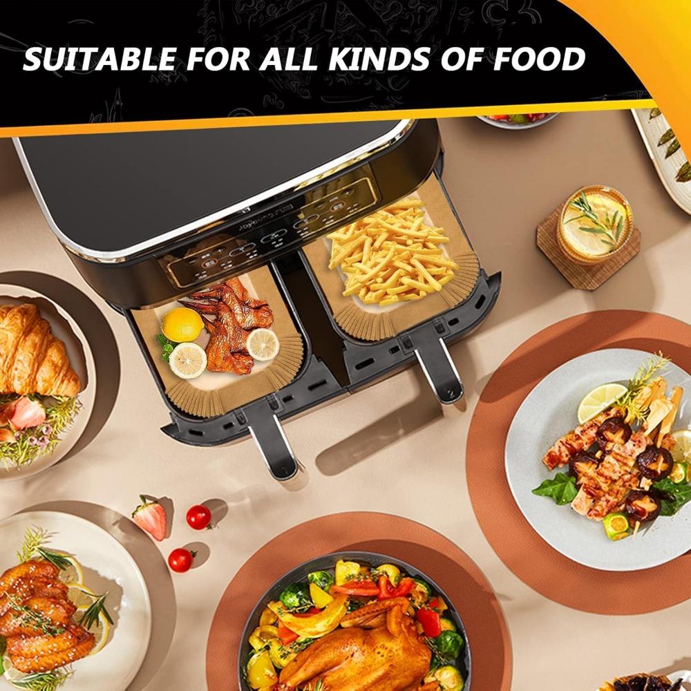 Heißluftfritteuse Backpapier 50/100 Stück für Grillplatte Quadratisch Rechteckig Rund Ofenpfanne Unterlage Antihaft-Matte Ölbeständige Einlage Küchenwerkzeug