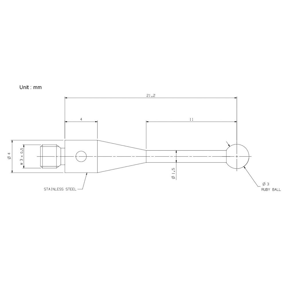 21mm Long Touch Probe A-5000-3553 CMM Styli CMM Stylus