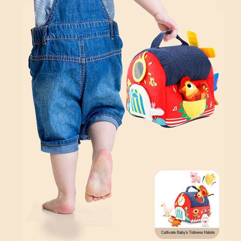 Montessori Sensory Farmhouse With Surprise Barn - Plush Animal Toy Set & Tactile Activities For Infants 6M+ To Toddlers 3 Years