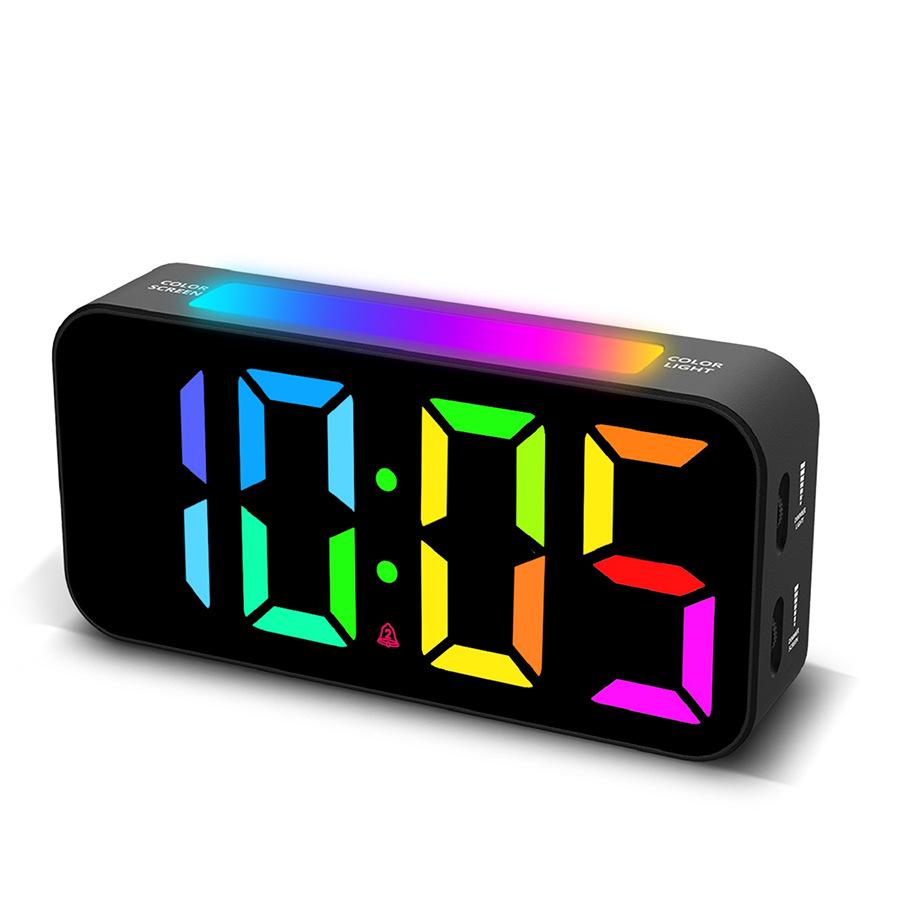 RGB Student Multifunktionell LED Väckarklocka - Färgglad Digital Ljusstark Display