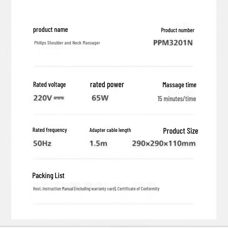 Philips PPM3201N Shoulder and Neck Massager CN Plug (adapter Included)