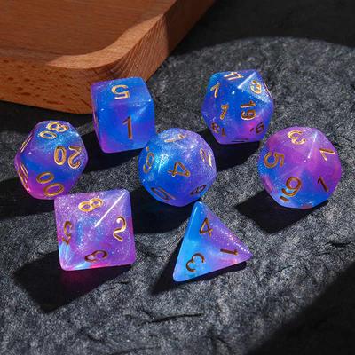7 Sets of Dual Color Starry Sky DND Running Group Number Dice PRTG Game Acrylic Dice
