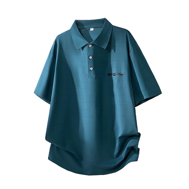 

Summer Ice Silk Short Sleeve T-shirt Men s Loose Half Sleeve T-shirt Ice Silk Thin Collar Polo Shirt 2XL