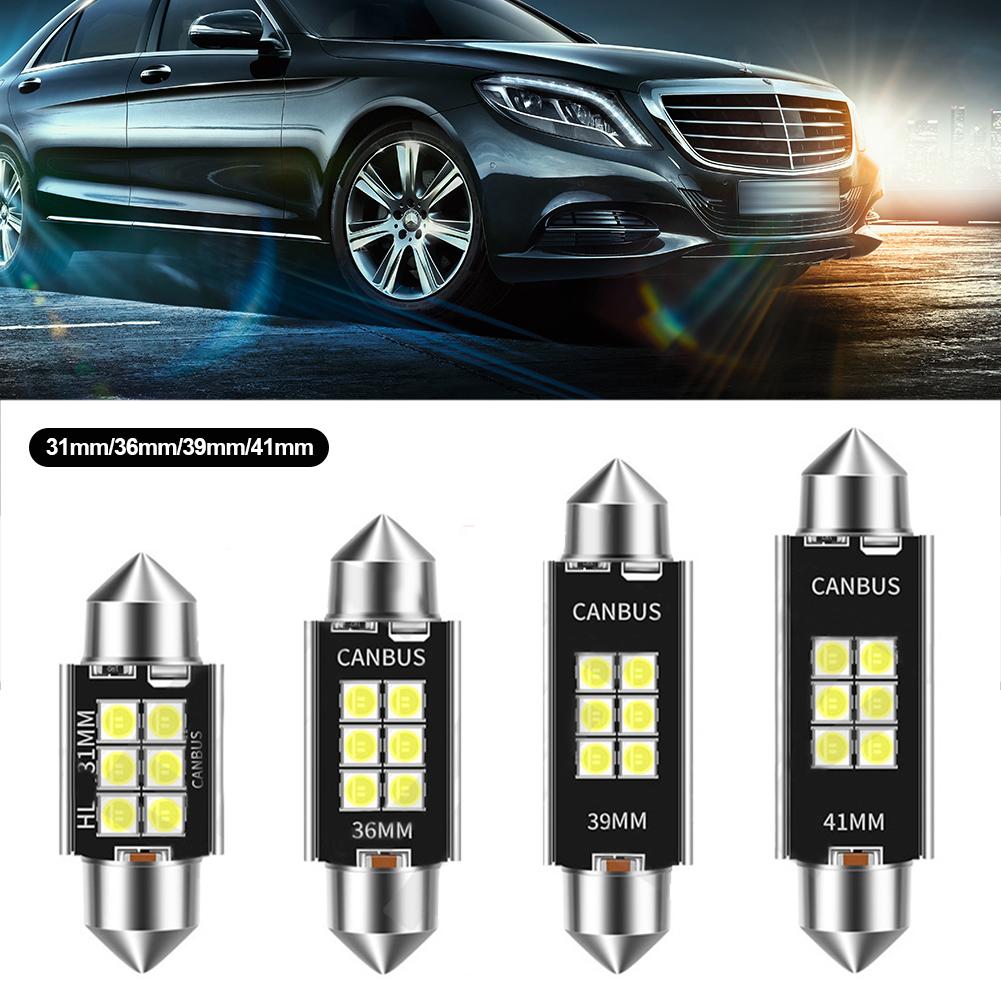 1Pc 31MM 36MM 39MM 41MM 6LED 3W Bulbs Canbus Festoon C5W 3030 Chip Car Interior Dome Light Reading Light 12V/24V White Ice Blue Bulbs 7