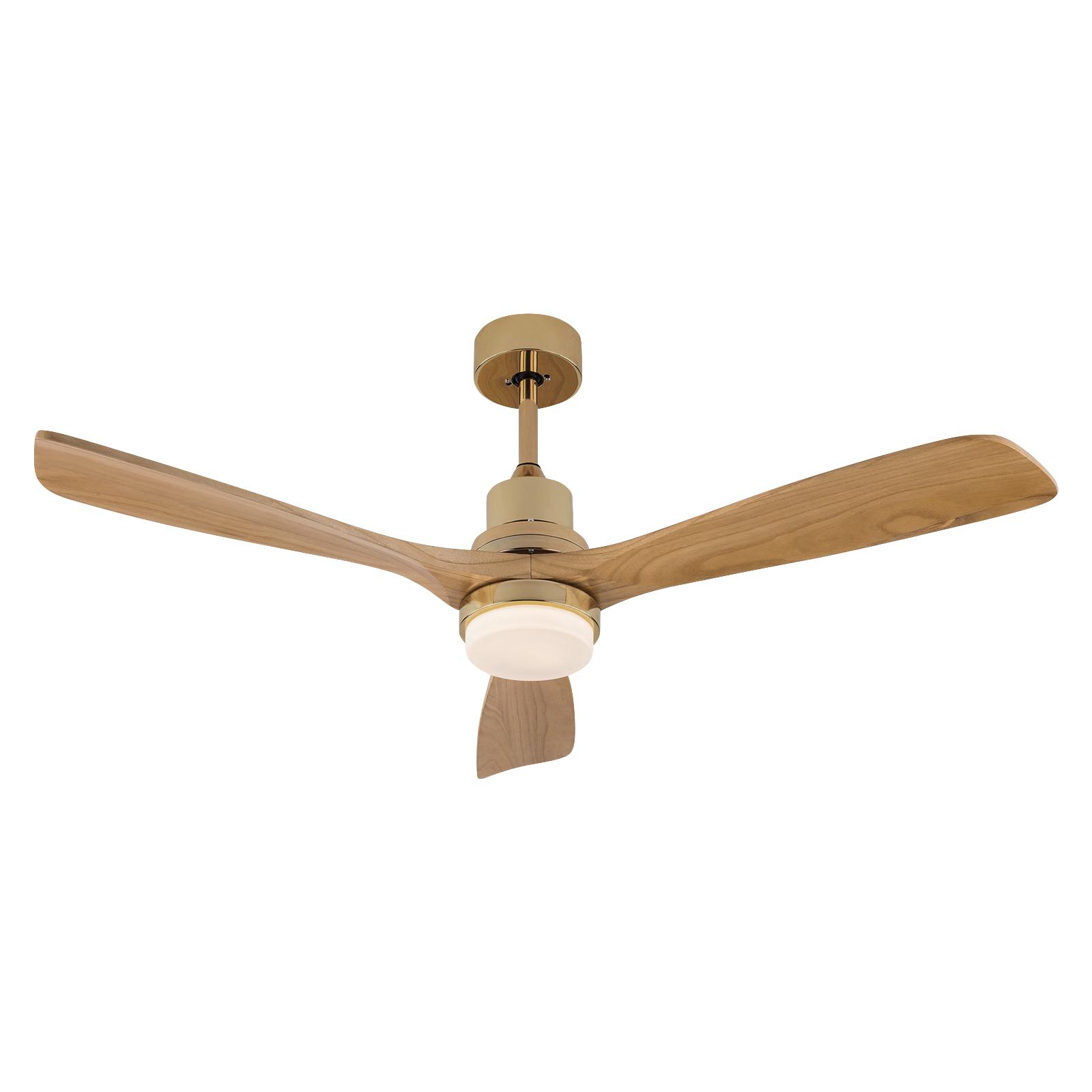 

Modern 52 Inch Ceiling Fan with Light Remote Control 6 Speed 3 Color LED Wood Blades for Bedroom Living Room 35W&3 золотой