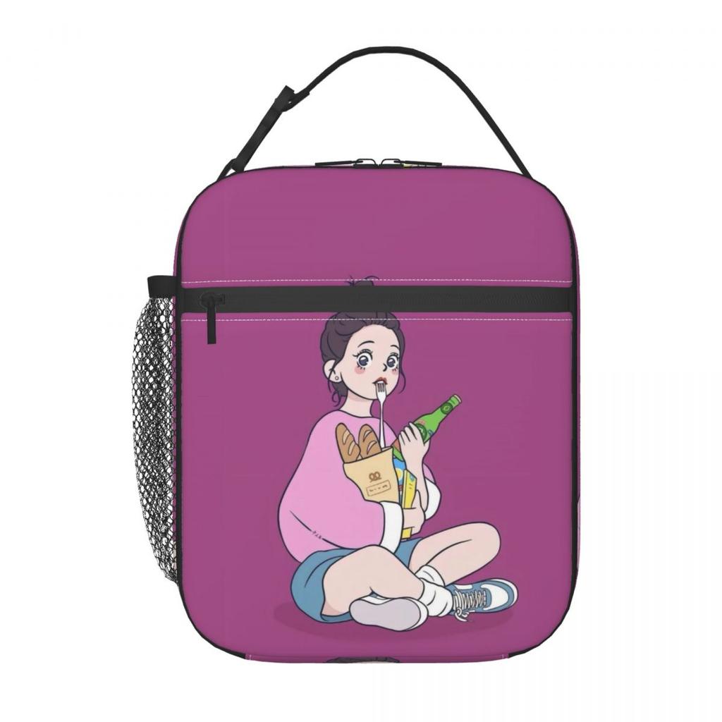 Cartoon Fashion Girl Insulated Lunch Bags for School Office Sport Car Portable Cooler Thermal Bento Box Women Children