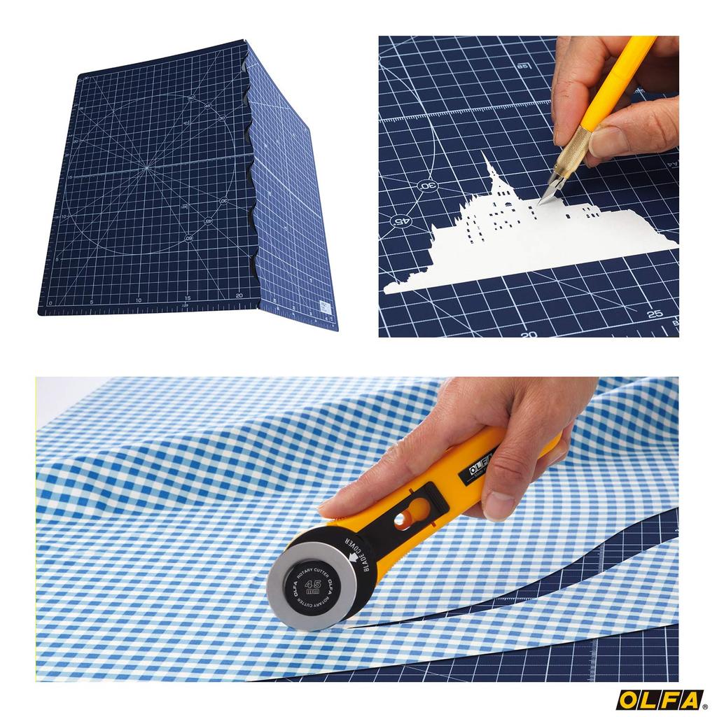 OLFA Cutter Navy 223BSNV Bi-Fold Mat, A3, (Stationery Only)