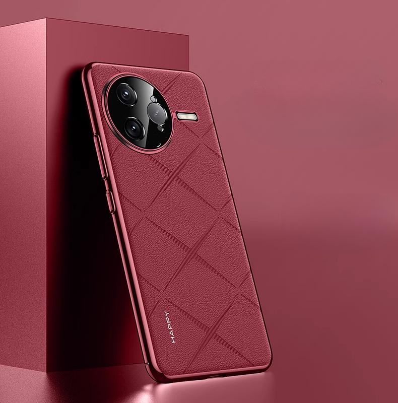 

Ударопрочный кожаный чехол для телефона POCO F7 Pro F7 Ultra Plating Camera Lens Ptotection Hard Bumper Shell для POCO F7Ultra F7Pro for POFO F7 Ultra красный