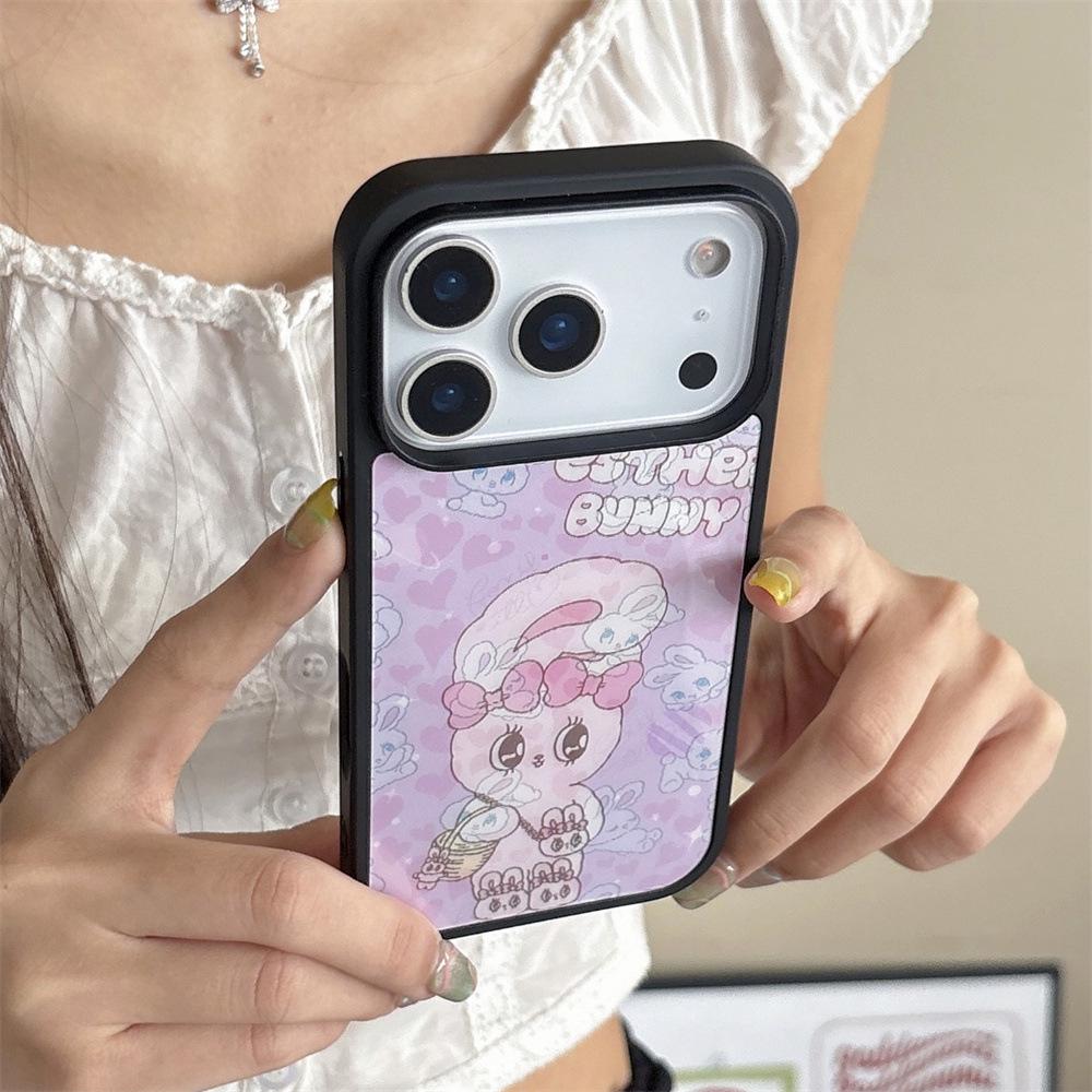 Pink Rabbit Cartoon Phone Case for iPhone 16/17 Air/13 Pro Max/12 - Magnetic, Cute Design