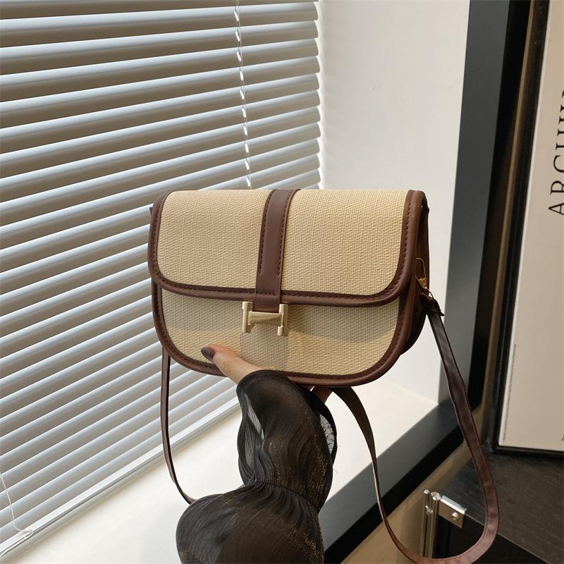 High-value Crossbody Bag Three-dimensional Casual and Fashionable Casual New Style Fashion Color Block Saddle Bag