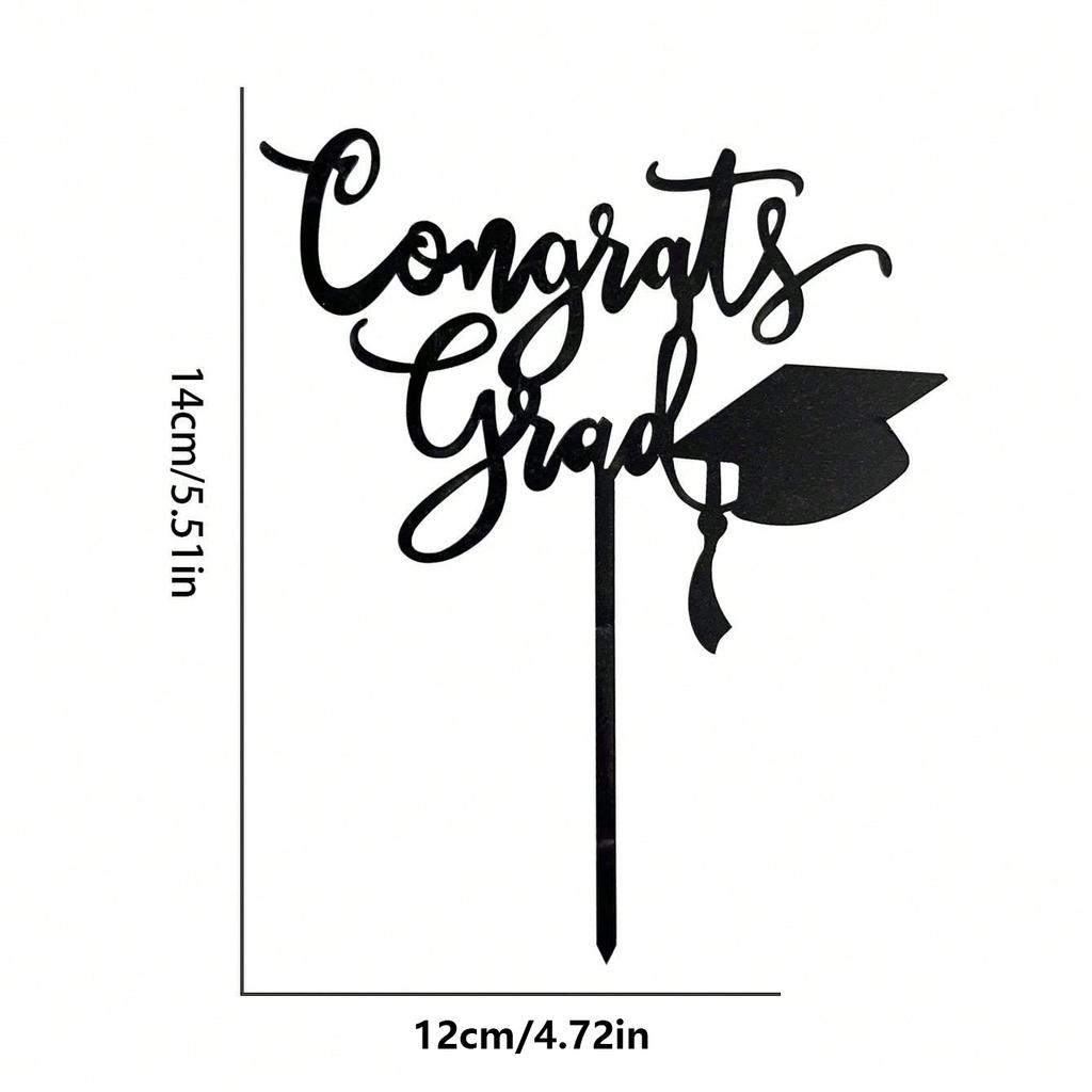 3pcs Gold Black Acrylic Graduation Cake Decorations for Congratulations Graduation Party Cake Topper Decorations Plugin