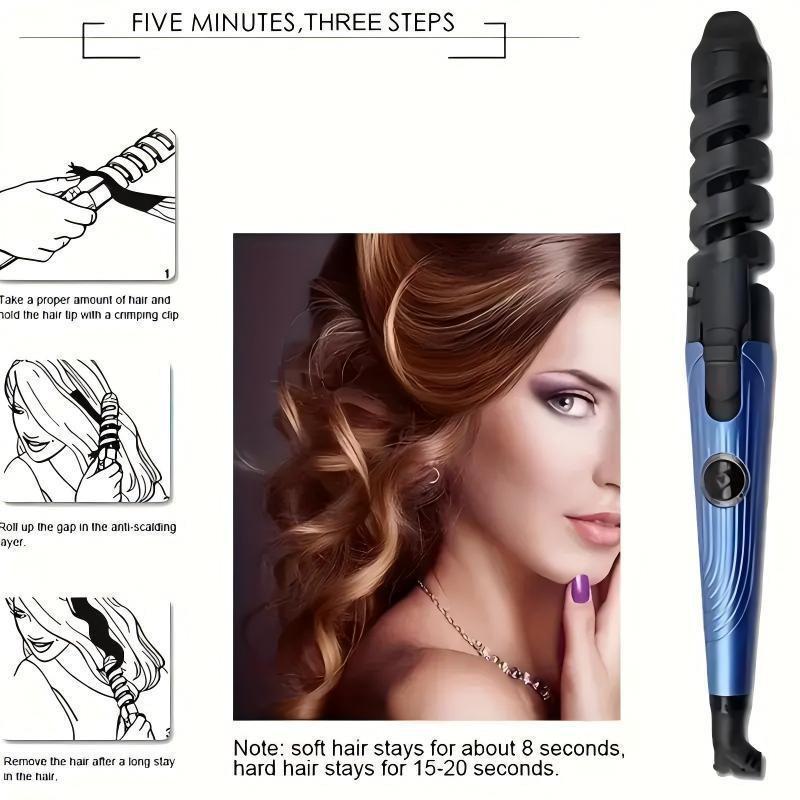Three-in-One Curling Iron, Hair Straightener, Spiral Curler, and Comb Electric Hair Styling Set